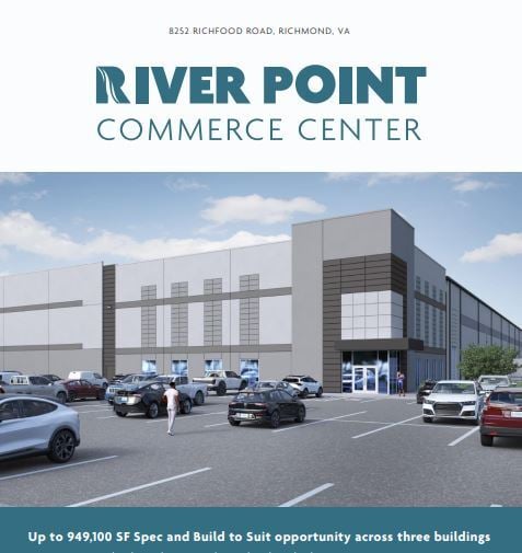 Marketing flyer cover image for River Point Commerce Center in Mechanicsville, VA